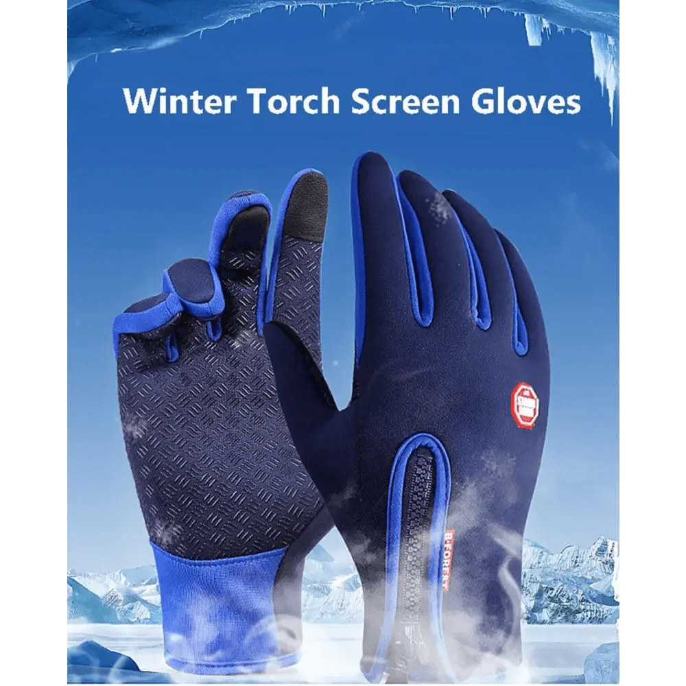 Unisex Winter Blue Touch Screen Gloves Windproof Men And Women Ski Touchscreen Texting Gloves Autumn Warm And Soft Anti Slip Gloves For Cold Weathers Stevvex