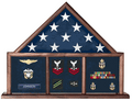 Walnut 5 X 9.5 Flag Memorial Case - Three Bay. The Military Gift Store