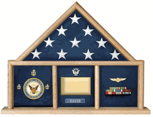 Oak 5 X 9.5 Army flag memorial case. The Military Gift Store