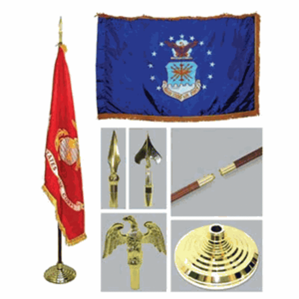 Air Force 3ft x 5ft Flag, Flagpole, Base, and Tassel. The Military Gift Store