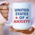 United States Of Anxiety Ceramic Mug 15 oz Peachy Sunday