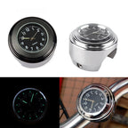 Universal 7/8" Waterproof Chrome Motorcycle Bike Handlebar Mount Quartz Clock Motorcycle Handlebar Clock, Motorcycle Modification Handlebar Mount Waterproof Quartz Clock Watch Accessories Watch Aluminum Luminous Clock Moto Black Stevvex