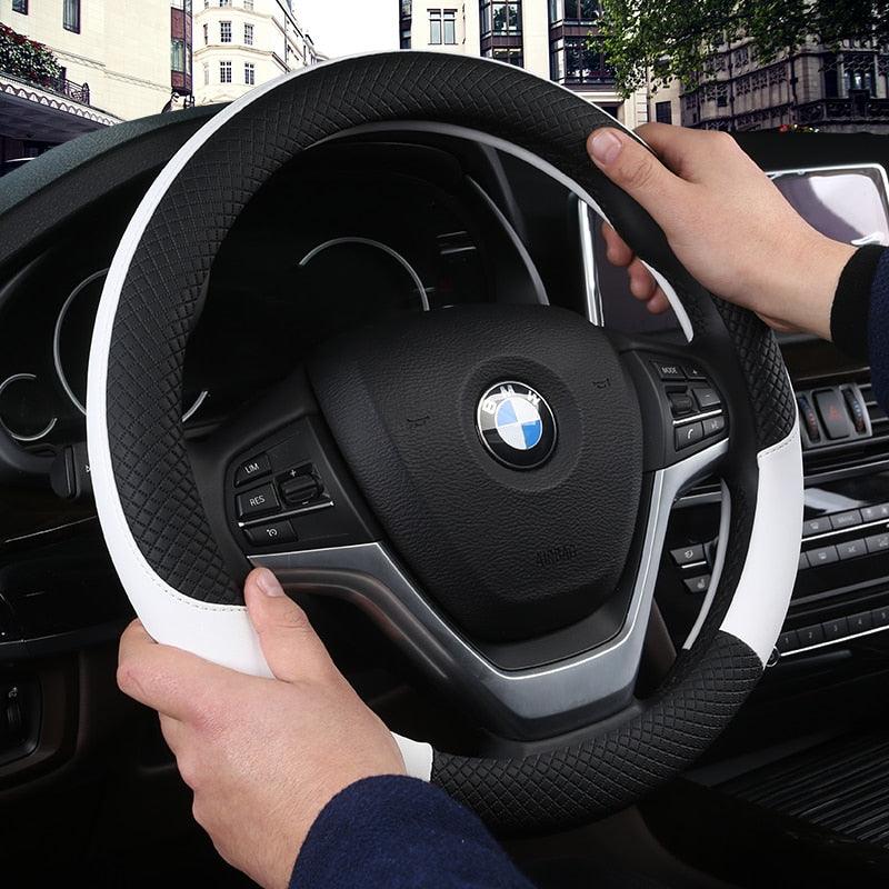 Universal Car Steering Wheel Cover Leather Car steering sleeve Car Accessories Auto Steering-Wheel covers Auto Upholstery Steering Wheel Cover Non-Slip Car Wheel Cover Protector Breathable Microfiber Universal Wheel Cover Wear-resistant Anti-slip Cover Stevvex
