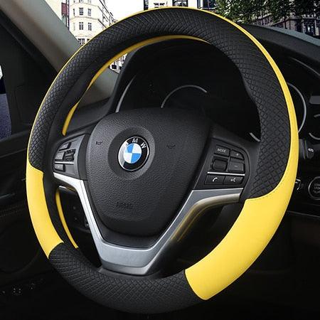 Universal Car Steering Wheel Cover Leather Car steering sleeve Car Accessories Auto Steering-Wheel covers Auto Upholstery Steering Wheel Cover Non-Slip Car Wheel Cover Protector Breathable Microfiber Universal Wheel Cover Wear-resistant Anti-slip Cover Stevvex