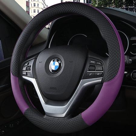 Universal Car Steering Wheel Cover Leather Car steering sleeve Car Accessories Auto Steering-Wheel covers Auto Upholstery Steering Wheel Cover Non-Slip Car Wheel Cover Protector Breathable Microfiber Universal Wheel Cover Wear-resistant Anti-slip Cover Stevvex