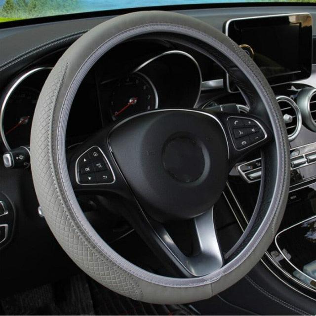Universal Car Steering Wheel Cover Skid Proof Auto Car Steering Wheel Cover Auto Steering- Wheel Cover Microfiber Leather Viscose Breathable Anti-Slip Anti-Slip Embossing Leather Car-styling Car Accessories Stevvex