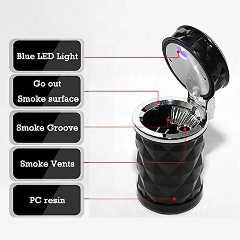 Universal LED Light Car Ashtray Cigarette Holder Car Accessories Portable Luxurious Design Ashtrays For Cars Stevvex