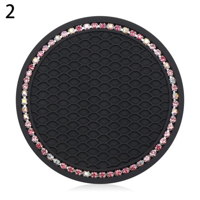 Universal Vehicle Bling Cup Holder Bling Glitter Acrylic Diamond Car Coaster PVC Travel Auto Cup Mats Insert Coaster Anti Slip Crystal Vehicle Bling Car Coasters Pink PVC Travel Auto Cup Holder Insert Coaster Anti Slip Crystal Vehicle Interior Accessories Stevvex