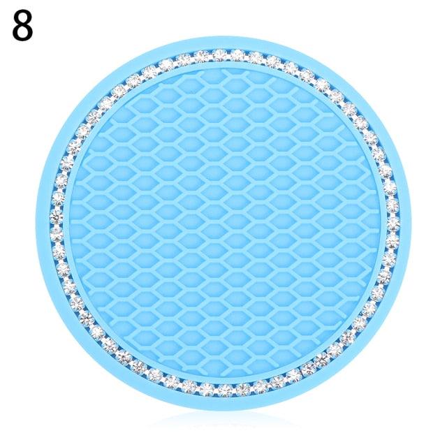 Universal Vehicle Bling Cup Holder Bling Glitter Acrylic Diamond Car Coaster PVC Travel Auto Cup Mats Insert Coaster Anti Slip Crystal Vehicle Bling Car Coasters Pink PVC Travel Auto Cup Holder Insert Coaster Anti Slip Crystal Vehicle Interior Accessories Stevvex