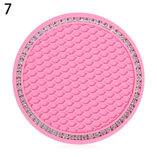 Universal Vehicle Bling Cup Holder Bling Glitter Acrylic Diamond Car Coaster PVC Travel Auto Cup Mats Insert Coaster Anti Slip Crystal Vehicle Bling Car Coasters Pink PVC Travel Auto Cup Holder Insert Coaster Anti Slip Crystal Vehicle Interior Accessories Stevvex