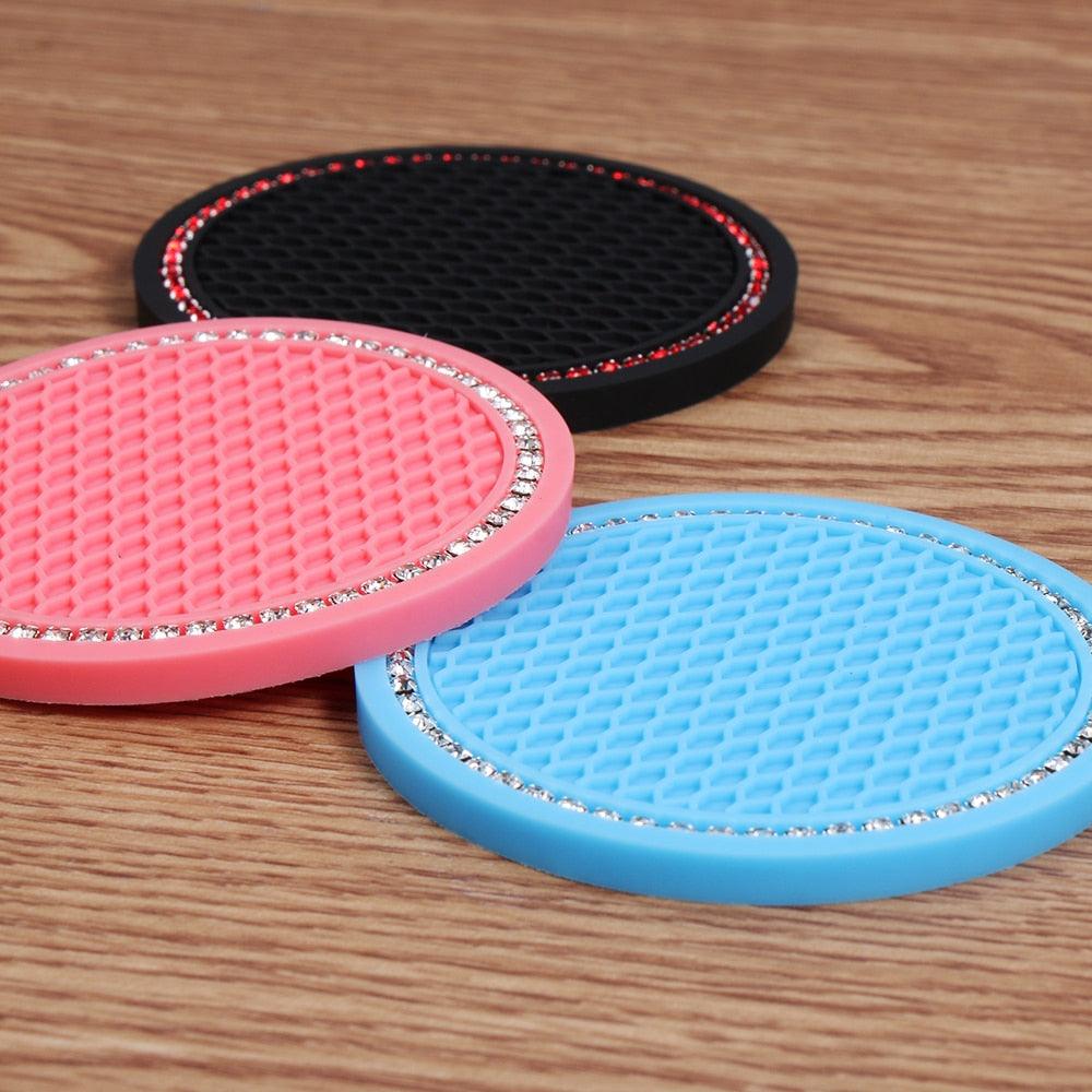 Universal Vehicle Bling Cup Holder Bling Glitter Acrylic Diamond Car Coaster PVC Travel Auto Cup Mats Insert Coaster Anti Slip Crystal Vehicle Bling Car Coasters Pink PVC Travel Auto Cup Holder Insert Coaster Anti Slip Crystal Vehicle Interior Accessories Stevvex