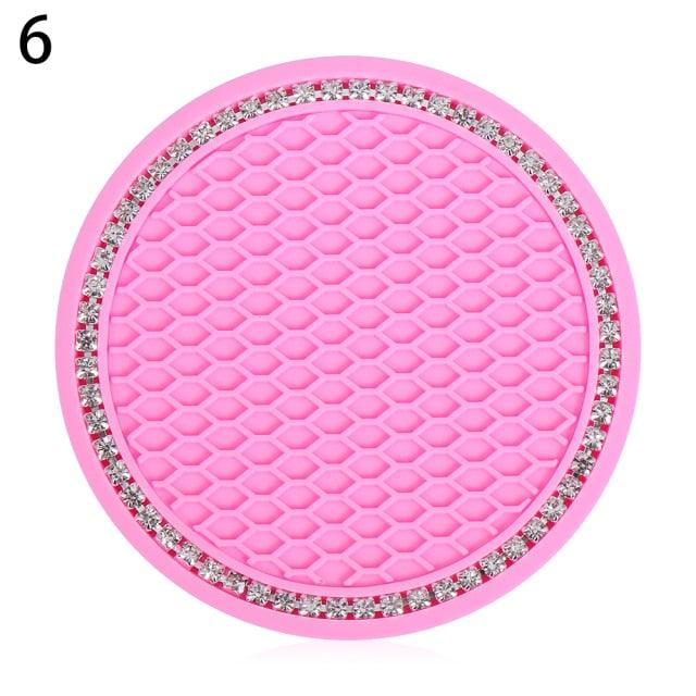 Universal Vehicle Bling Cup Holder Bling Glitter Acrylic Diamond Car Coaster PVC Travel Auto Cup Mats Insert Coaster Anti Slip Crystal Vehicle Bling Car Coasters Pink PVC Travel Auto Cup Holder Insert Coaster Anti Slip Crystal Vehicle Interior Accessories Stevvex