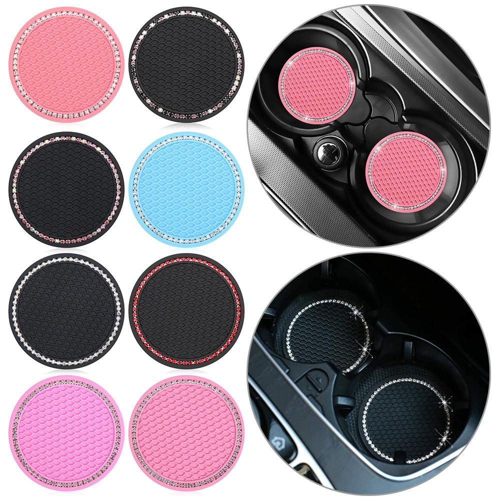 Universal Vehicle Bling Cup Holder Bling Glitter Acrylic Diamond Car Coaster PVC Travel Auto Cup Mats Insert Coaster Anti Slip Crystal Vehicle Bling Car Coasters Pink PVC Travel Auto Cup Holder Insert Coaster Anti Slip Crystal Vehicle Interior Accessories Stevvex