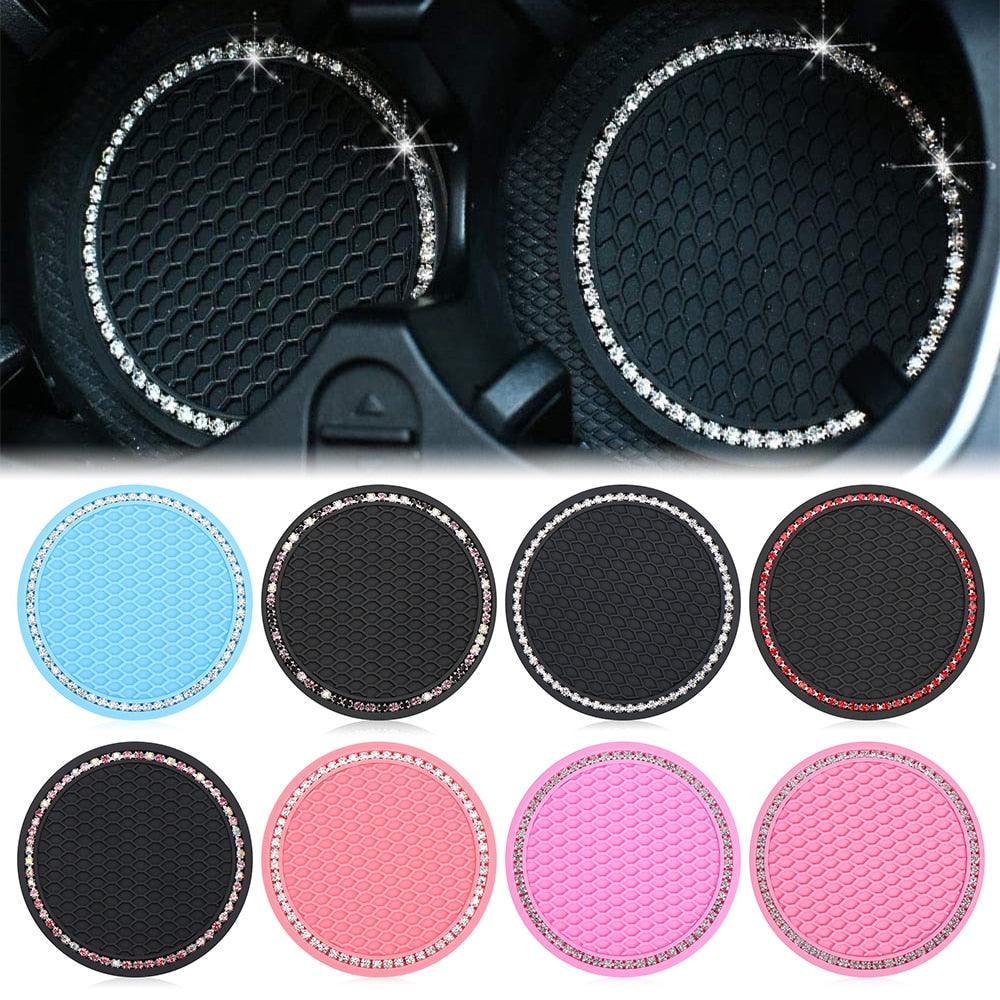 Universal Vehicle Bling Cup Holder Bling Glitter Acrylic Diamond Car Coaster PVC Travel Auto Cup Mats Insert Coaster Anti Slip Crystal Vehicle Bling Car Coasters Pink PVC Travel Auto Cup Holder Insert Coaster Anti Slip Crystal Vehicle Interior Accessories Stevvex