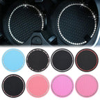 Universal Vehicle Bling Cup Holder Bling Glitter Acrylic Diamond Car Coaster PVC Travel Auto Cup Mats Insert Coaster Anti Slip Crystal Vehicle Bling Car Coasters Pink PVC Travel Auto Cup Holder Insert Coaster Anti Slip Crystal Vehicle Interior Accessories Stevvex