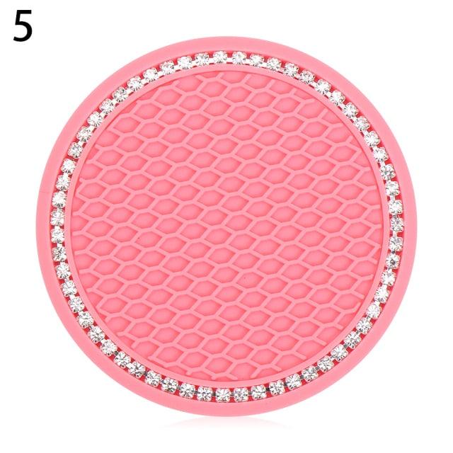 Universal Vehicle Bling Cup Holder Bling Glitter Acrylic Diamond Car Coaster PVC Travel Auto Cup Mats Insert Coaster Anti Slip Crystal Vehicle Bling Car Coasters Pink PVC Travel Auto Cup Holder Insert Coaster Anti Slip Crystal Vehicle Interior Accessories Stevvex