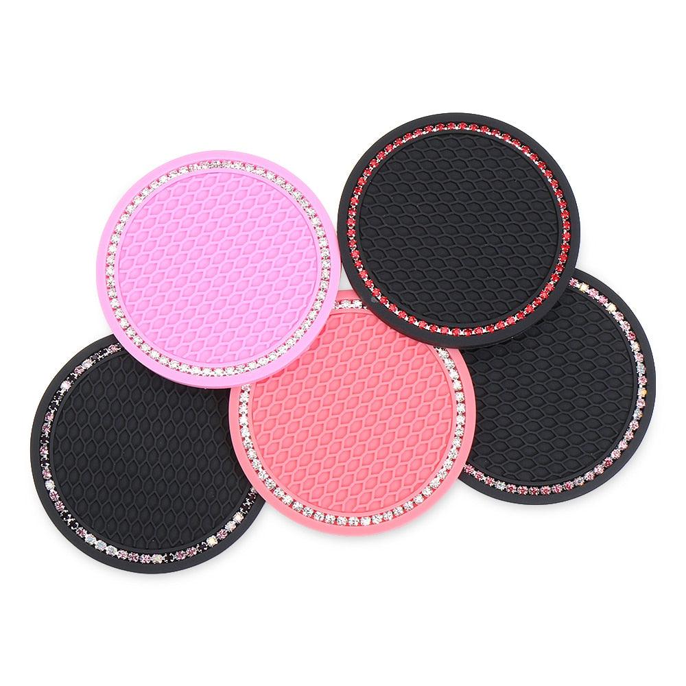 Universal Vehicle Bling Cup Holder Bling Glitter Acrylic Diamond Car Coaster PVC Travel Auto Cup Mats Insert Coaster Anti Slip Crystal Vehicle Bling Car Coasters Pink PVC Travel Auto Cup Holder Insert Coaster Anti Slip Crystal Vehicle Interior Accessories Stevvex
