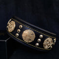 The "Maximus" collar 2.5 inch wide black & gold Bestia Dog Gear