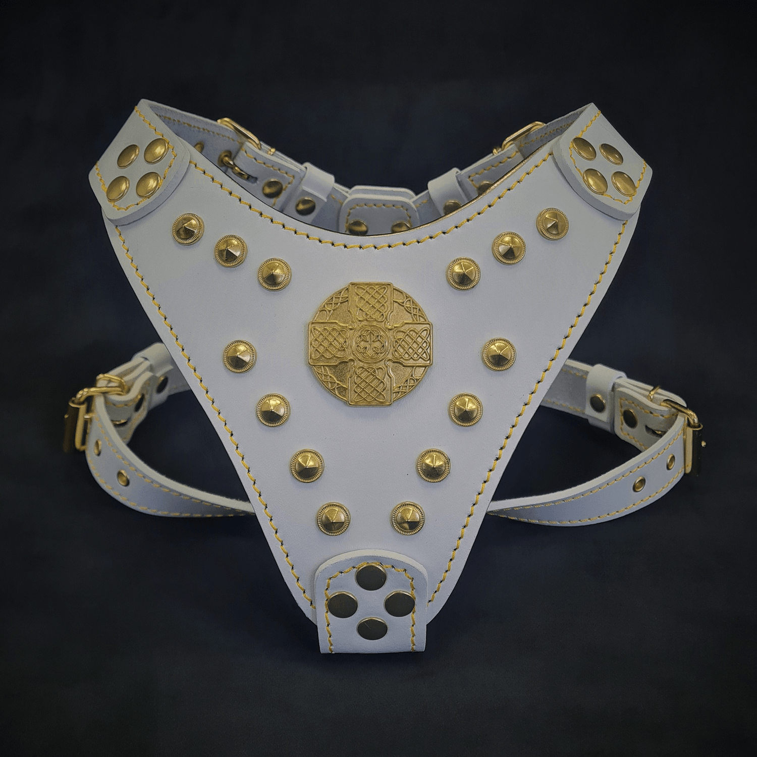 The ''Maximus'' harness White & Gold Small to Medium Size - SJB-DIAMOND ELITES