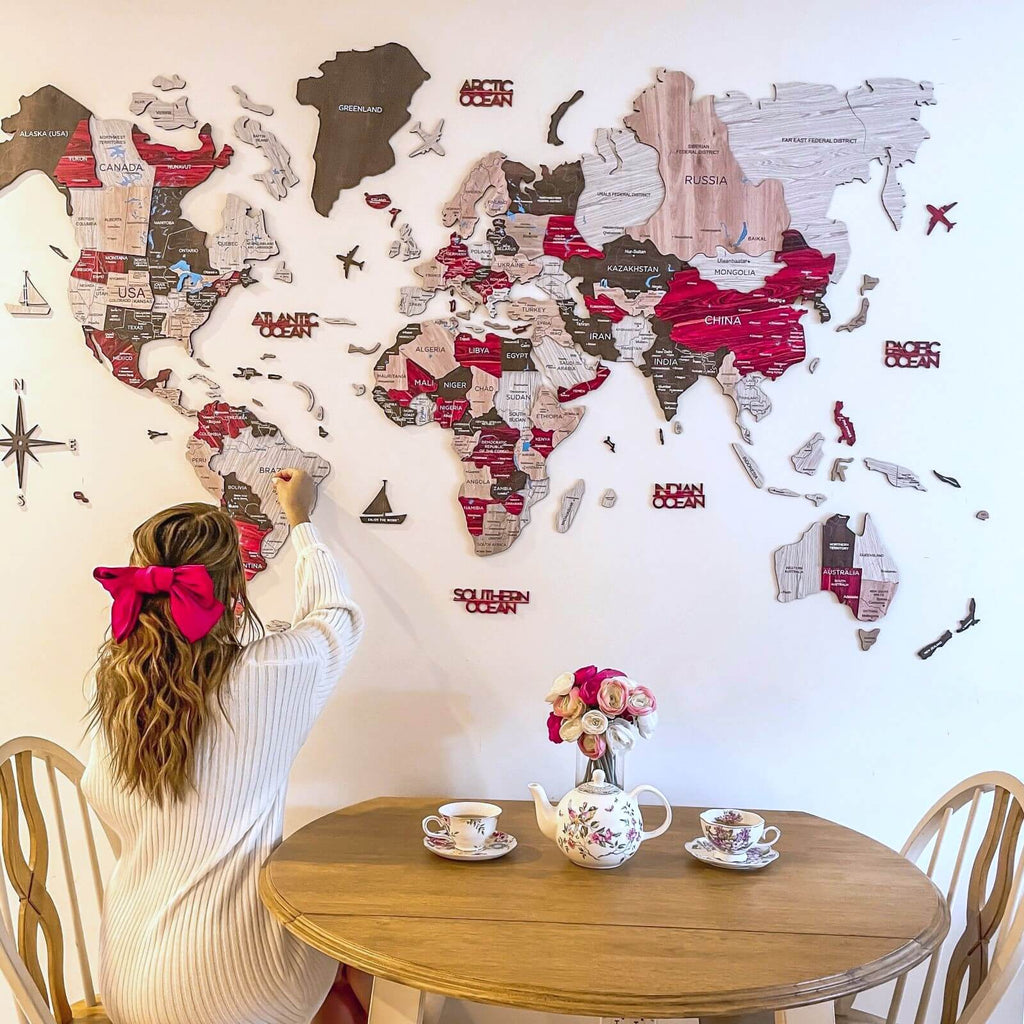 3D Wooden World Map Urban Enjoy The Wood
