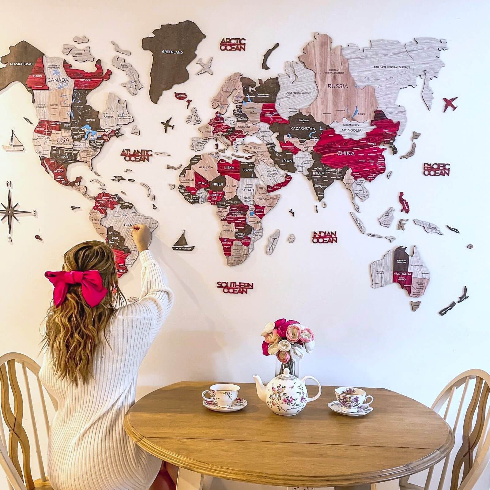 3D Wooden World Map Urban Enjoy The Wood