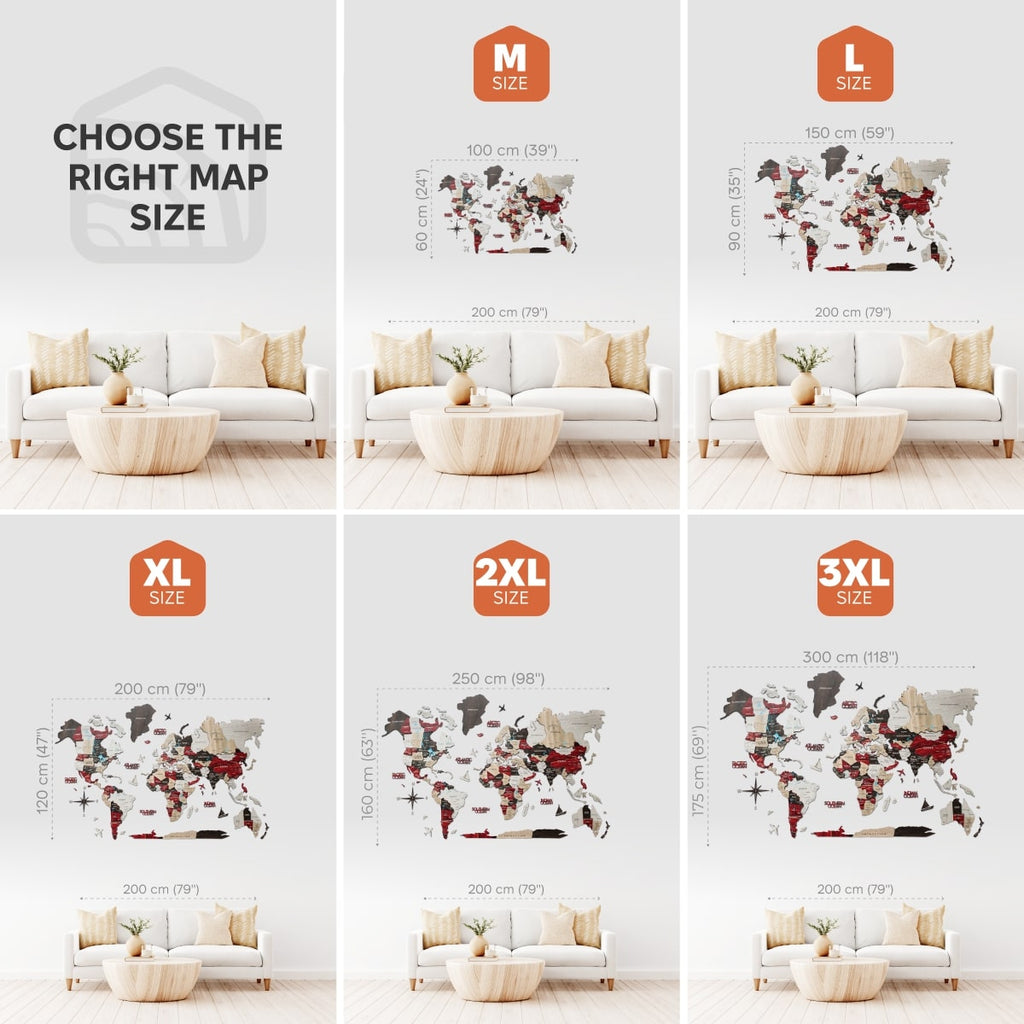 3D Luminous/Magnetic Colored Wooden World Map Urban Enjoy The Wood