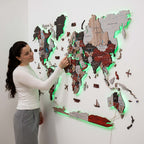 3D LED / LUMINOUS Wooden World Map 3.0 Urban - SJB-DIAMOND ELITES