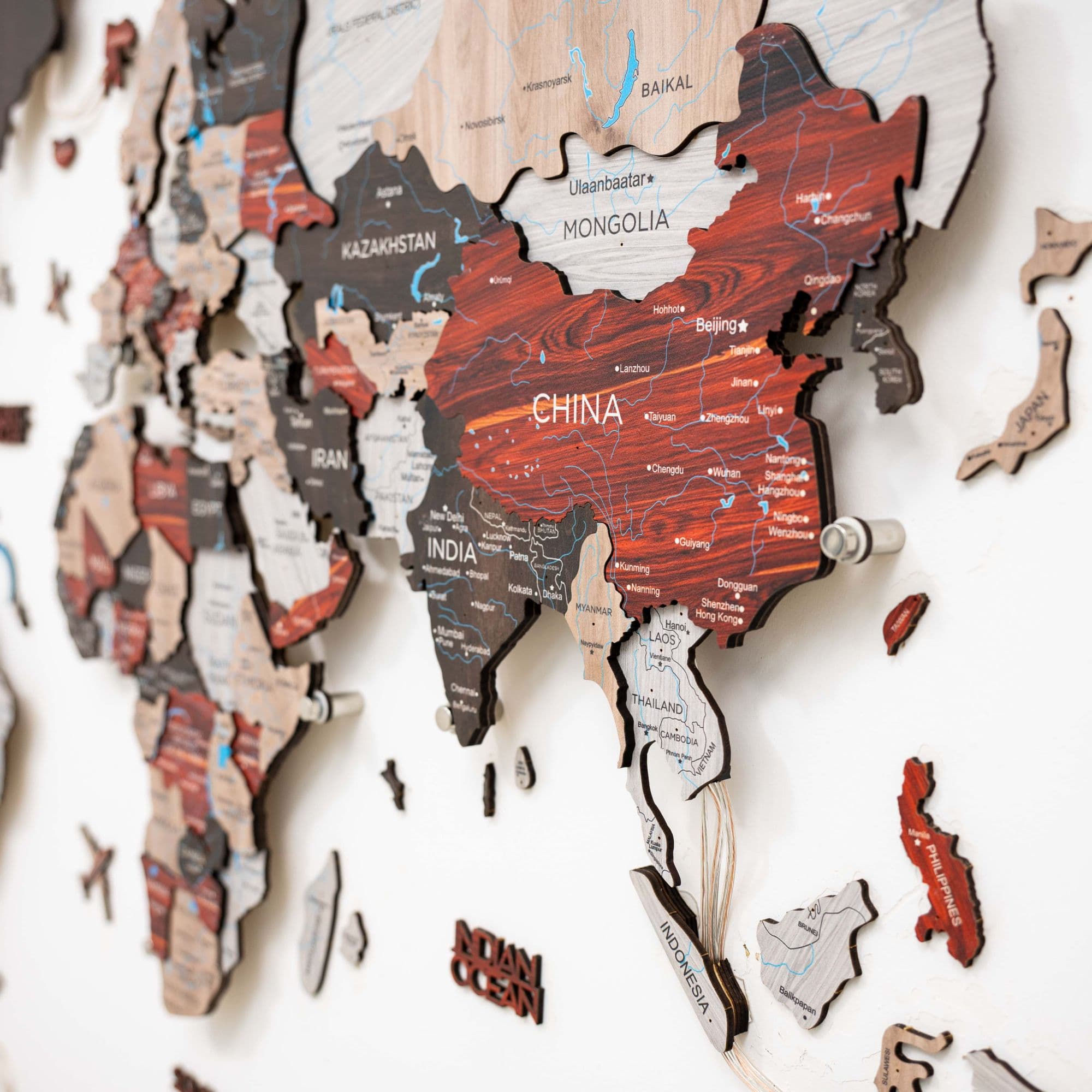 3D LED / LUMINOUS Wooden World Map 3.0 Urban - SJB-DIAMOND ELITES