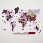 3D LED / LUMINOUS Wooden World Map 3.0 Urban - SJB-DIAMOND ELITES