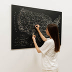 Wooden Canvas USA Map - Black