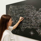 Wooden Canvas USA Map - Black