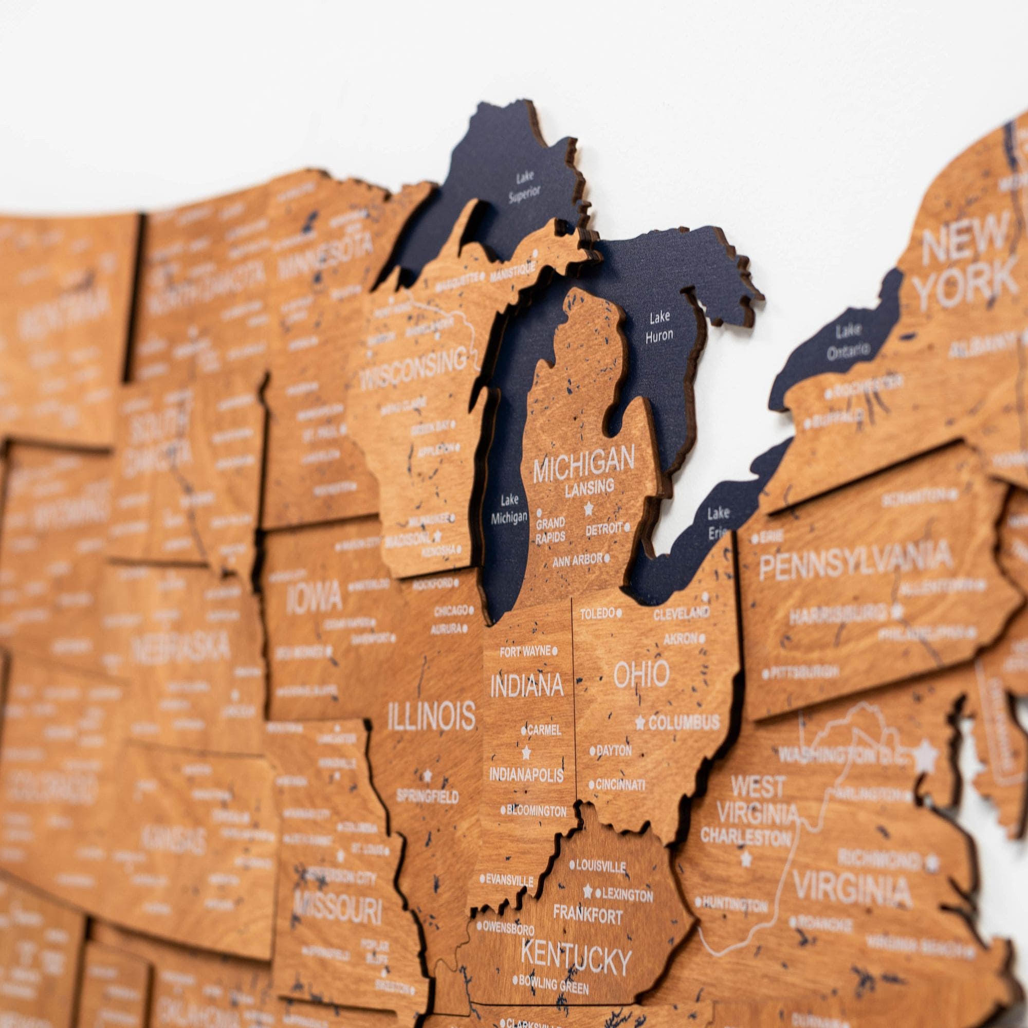 Wooden 3d Map of USA - Oak - SJB-DIAMOND ELITES