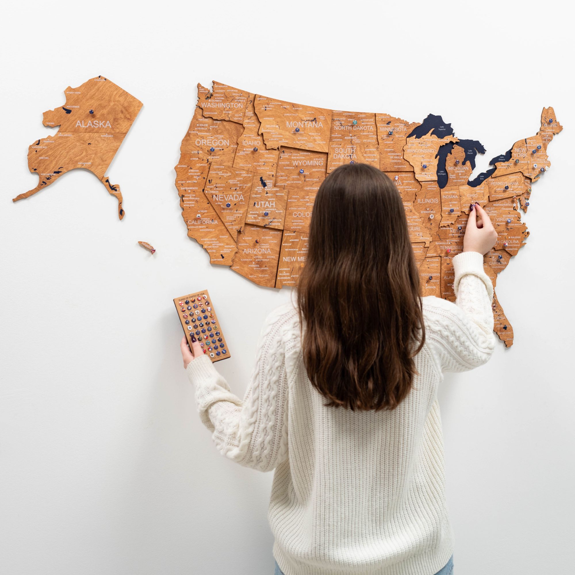 Wooden 3d Map of USA - Oak - SJB-DIAMOND ELITES