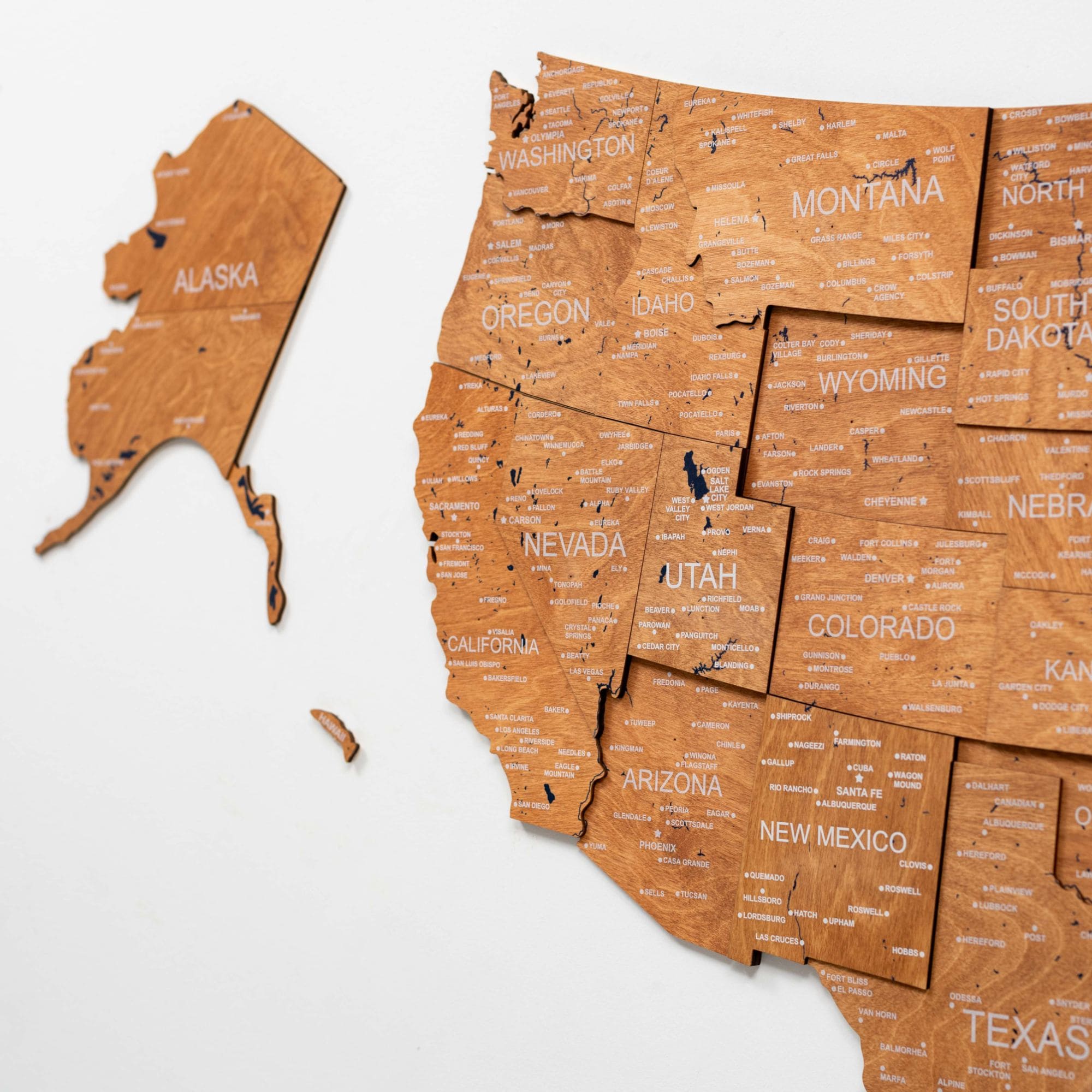 Wooden 3d Map of USA - Oak - SJB-DIAMOND ELITES