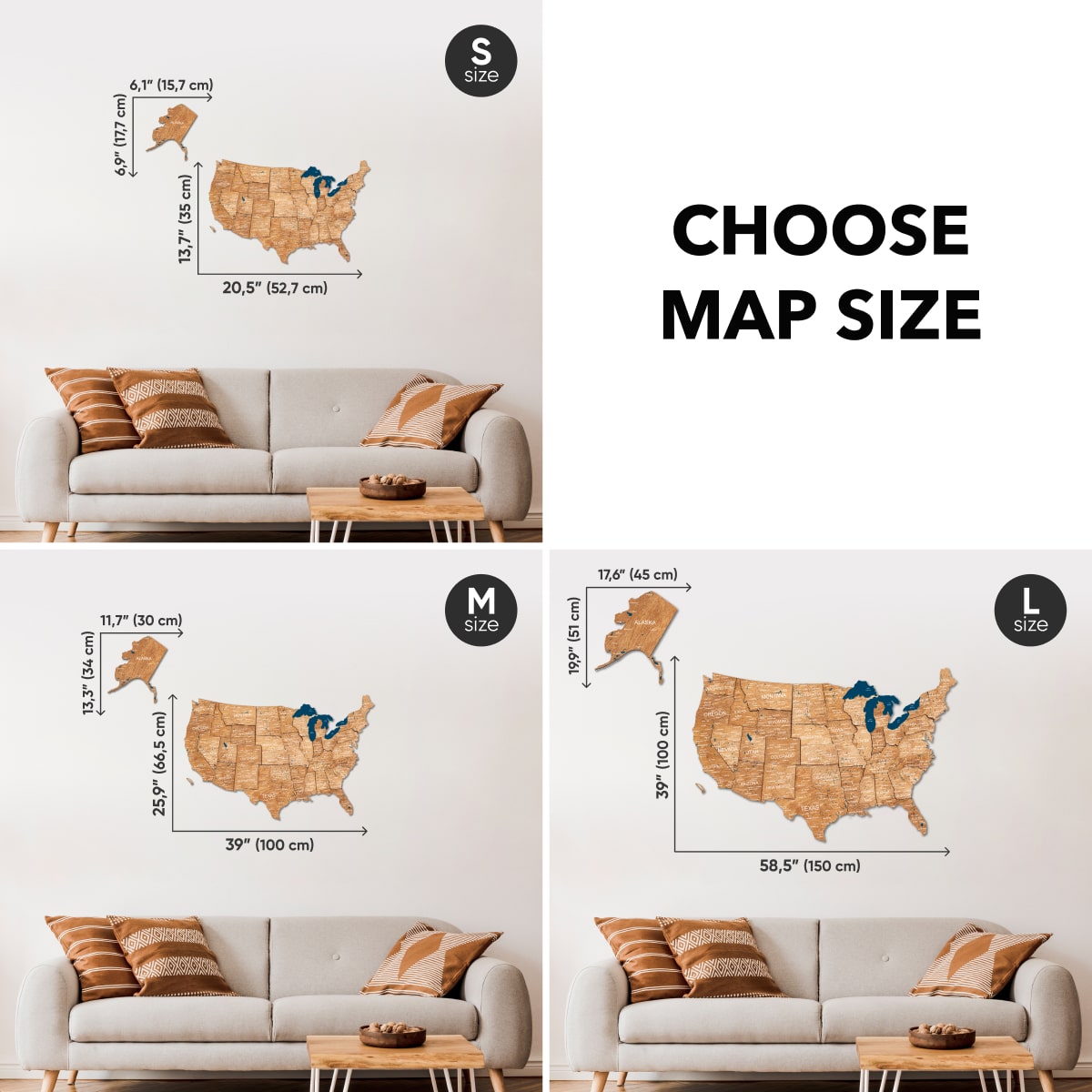 Wooden 3d Map of USA - Oak - SJB-DIAMOND ELITES
