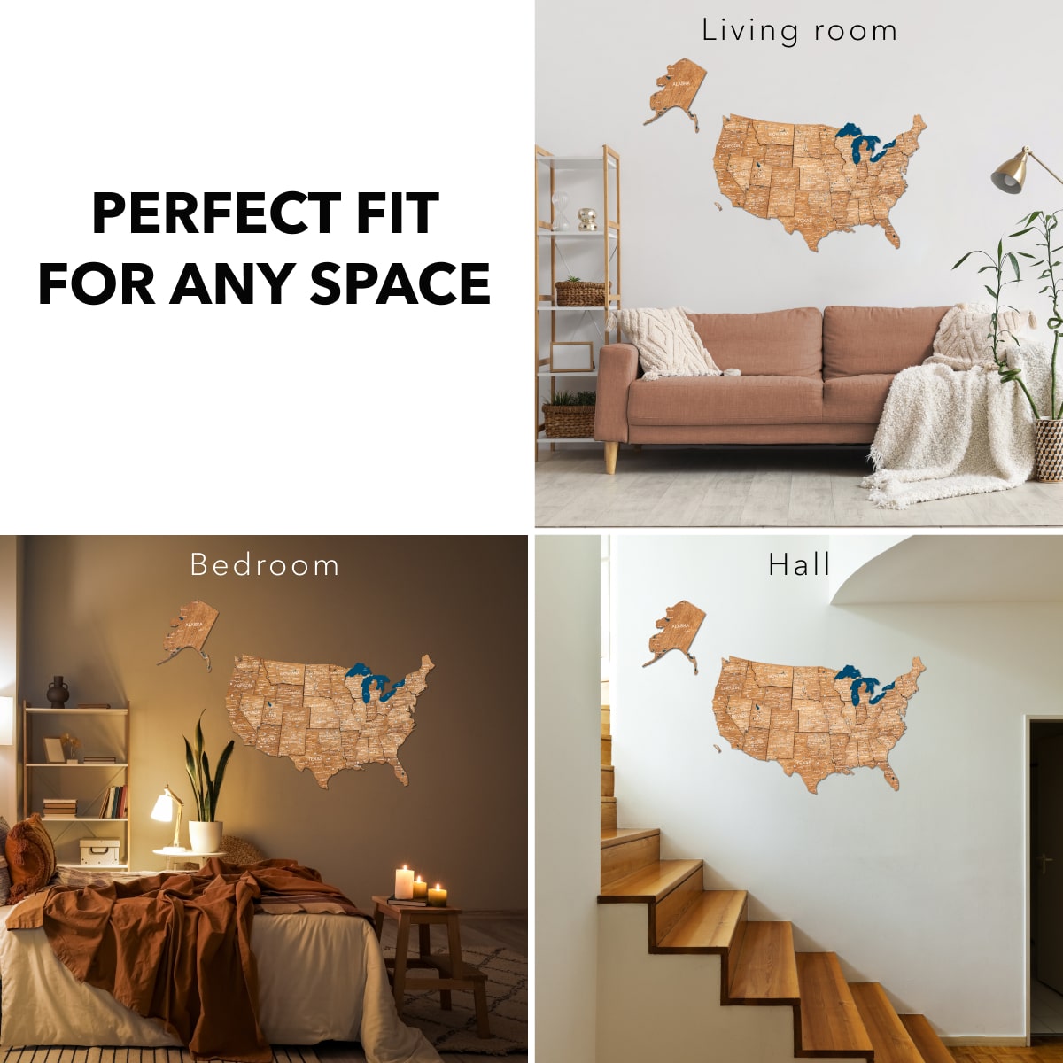Wooden 3d Map of USA - Oak - SJB-DIAMOND ELITES