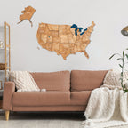 Wooden 3d Map of USA - Oak - SJB-DIAMOND ELITES
