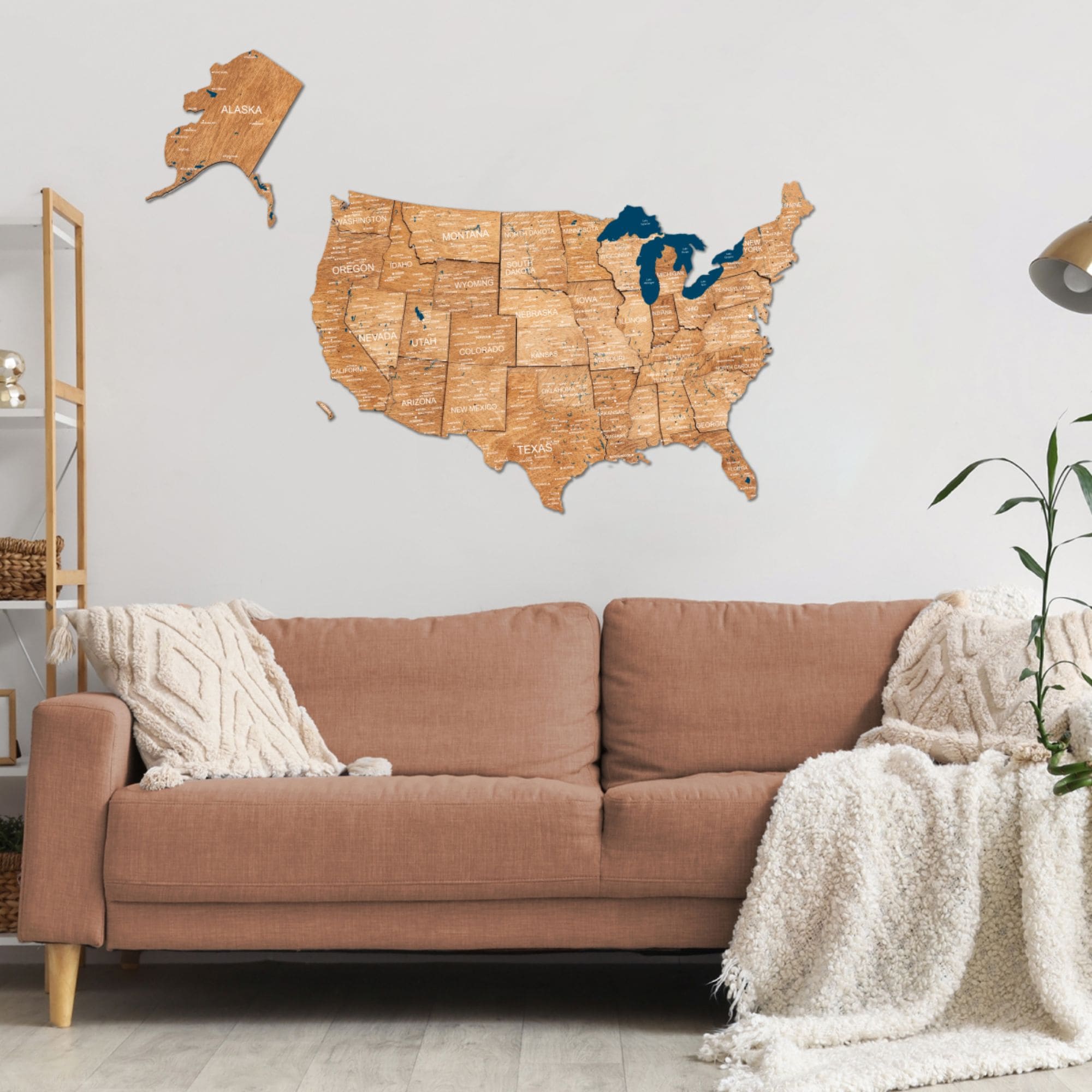 Wooden 3d Map of USA - Oak - SJB-DIAMOND ELITES