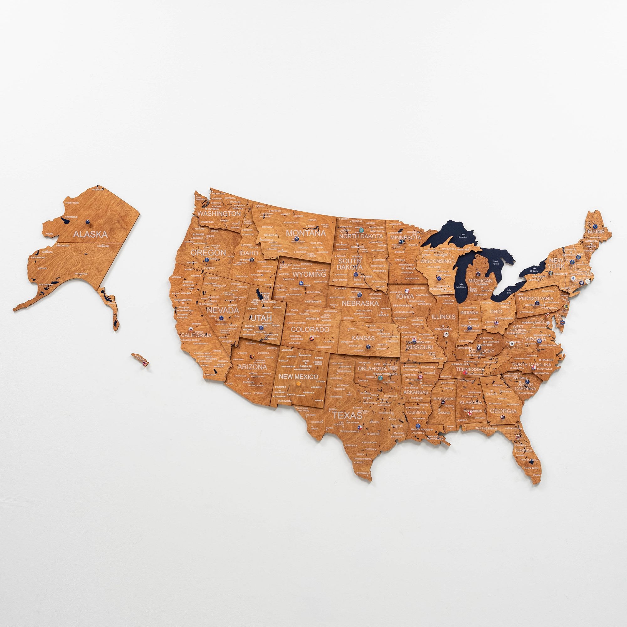 Wooden 3d Map of USA - Oak - SJB-DIAMOND ELITES