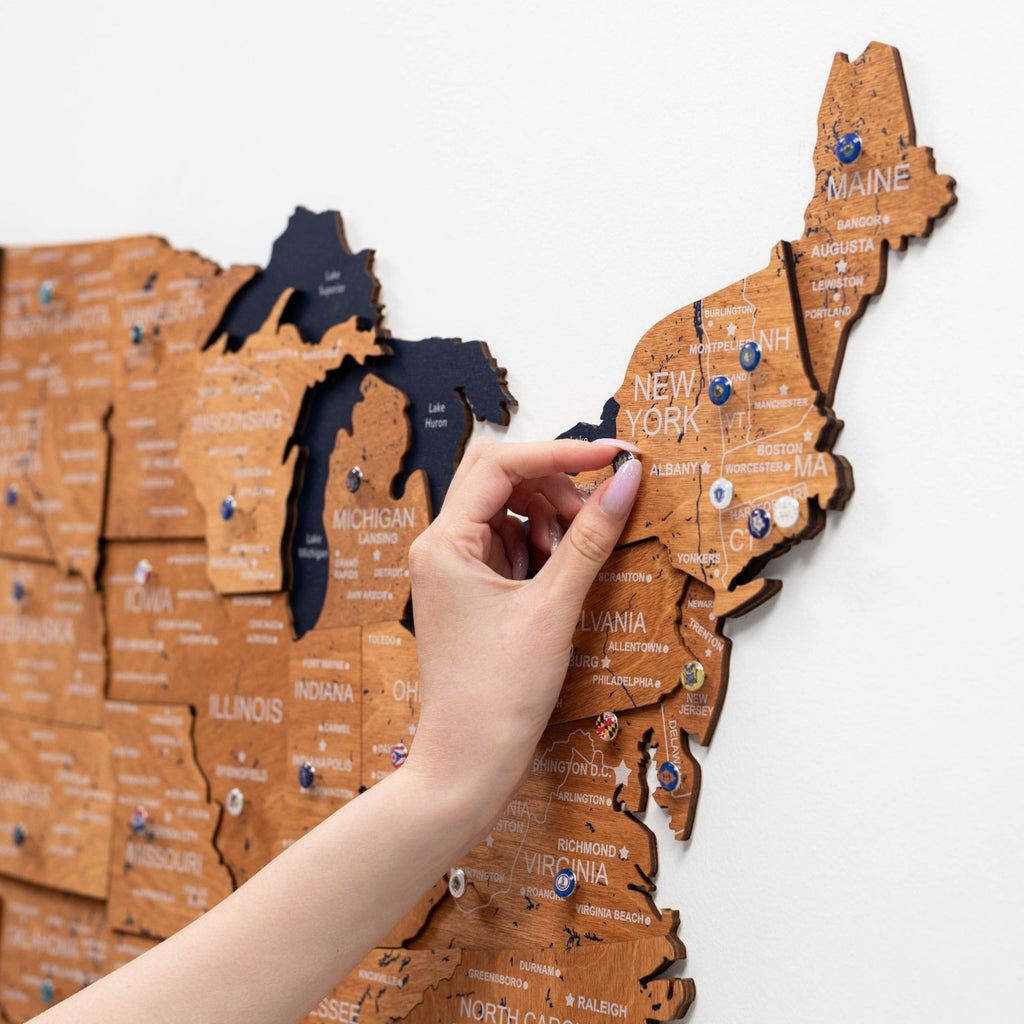 Wooden 3d Map of USA - Oak - SJB-DIAMOND ELITES