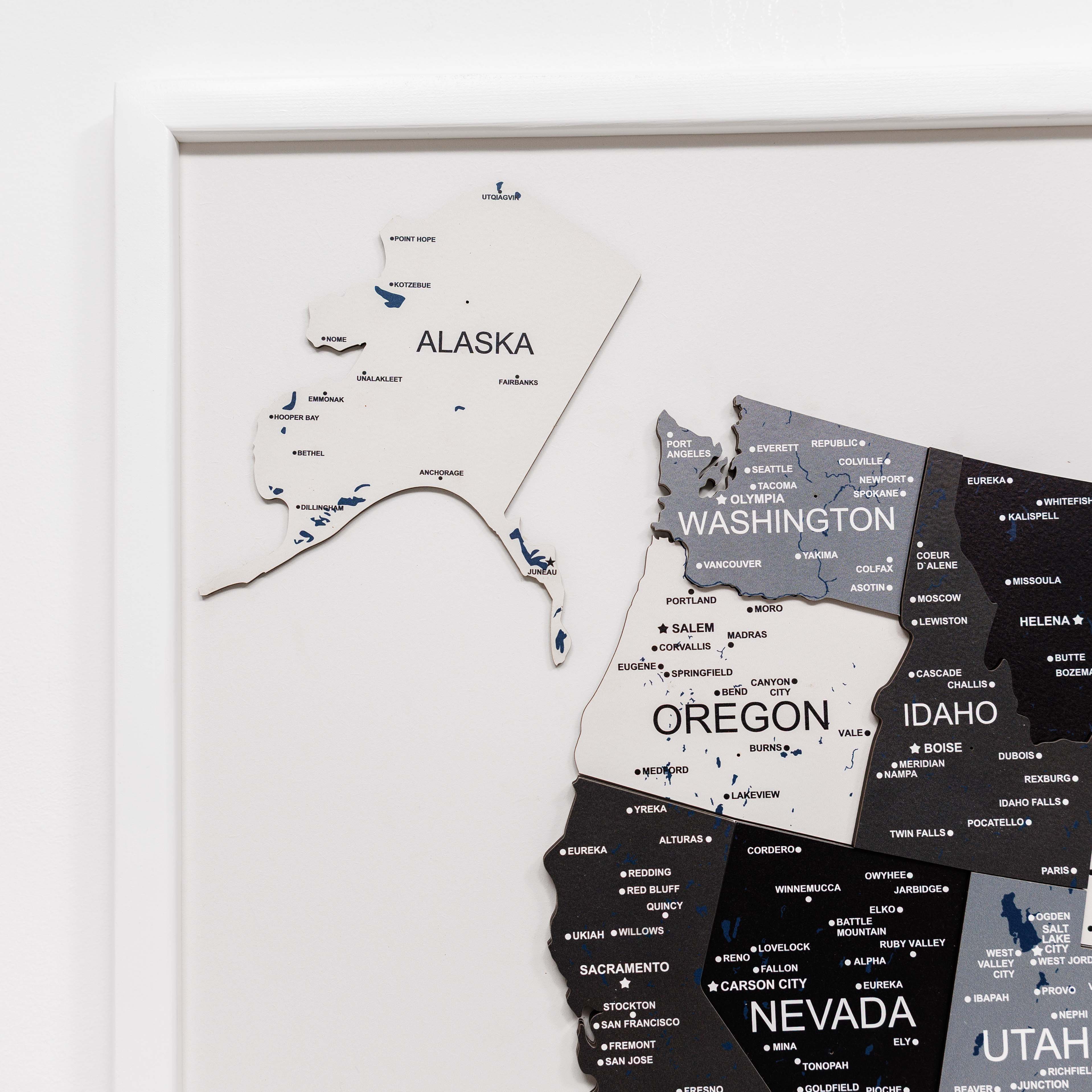 3D Wooden USA Map on Board Nordik