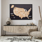 3D Wooden USA Map on Board Gold - SJB-DIAMOND ELITES