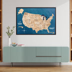 3D Wooden USA Map on Board Gold - SJB-DIAMOND ELITES