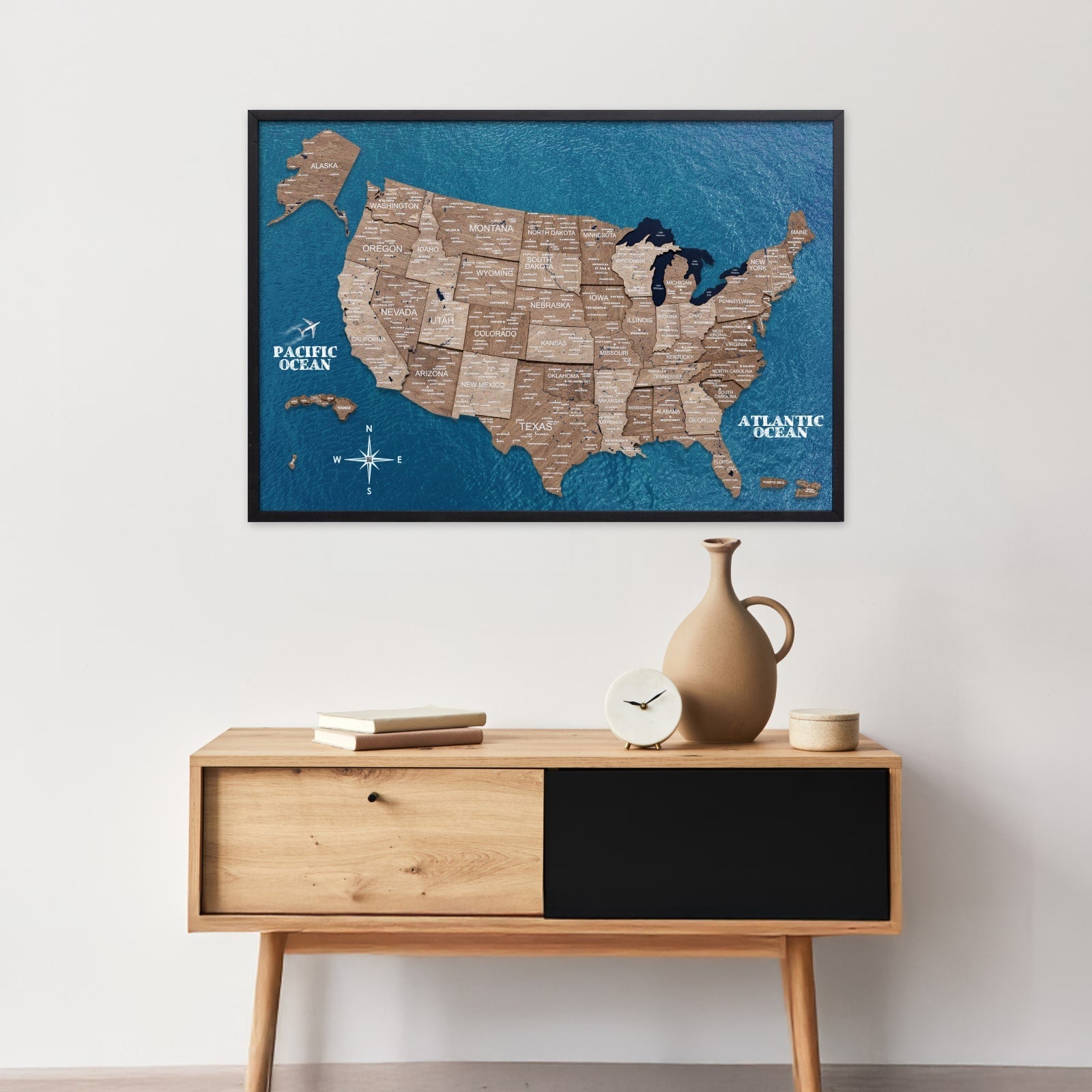 3D Wooden USA Map on Board - Terra - SJB-DIAMOND ELITES