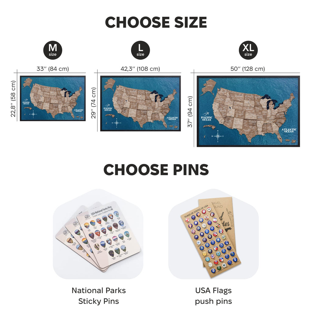 3D Wooden USA Map on Board - Terra - SJB-DIAMOND ELITES
