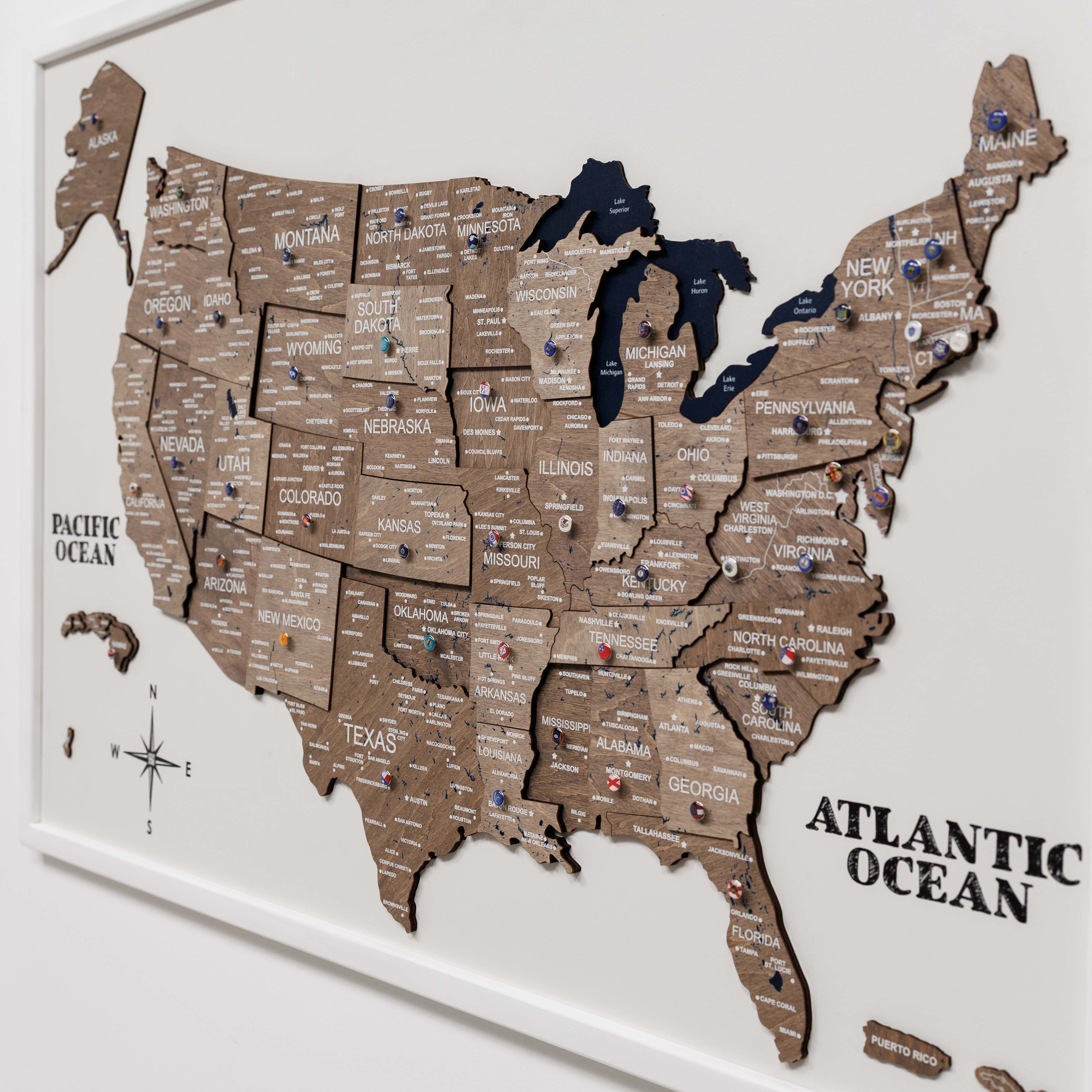 3D Wooden USA Map on Board - Terra - SJB-DIAMOND ELITES