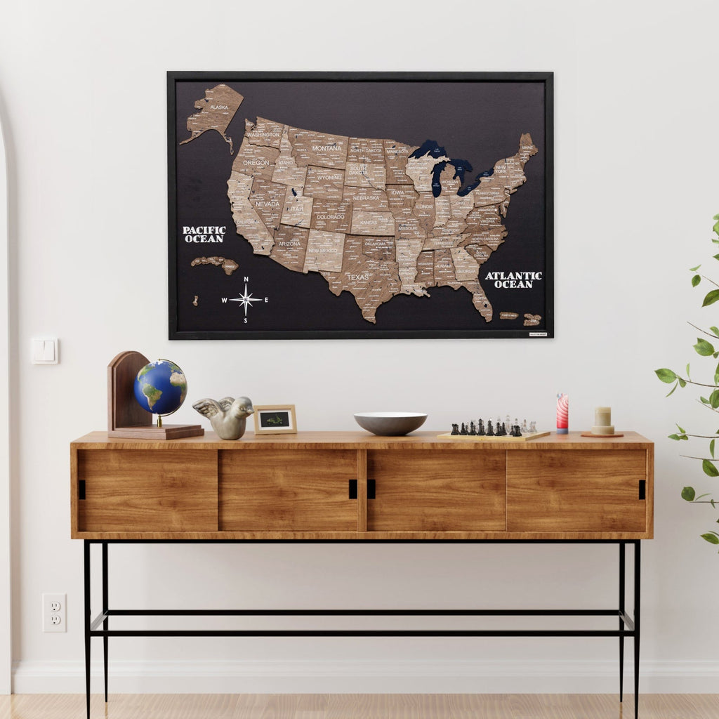 3D Wooden USA Map on Board - Terra - SJB-DIAMOND ELITES