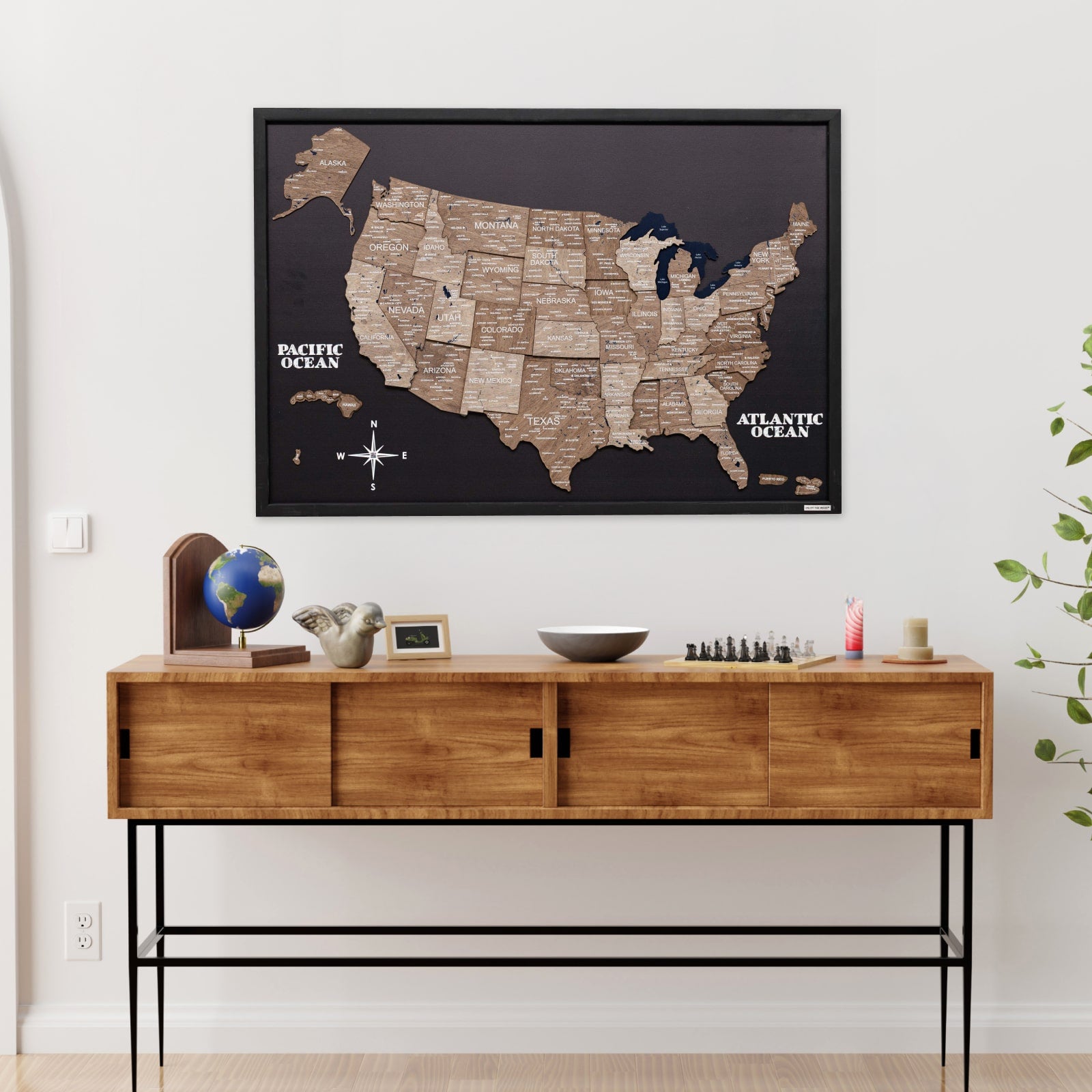 3D Wooden USA Map on Board - Terra - SJB-DIAMOND ELITES