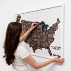 3D Wooden USA Map on Board Dark Walnut
