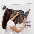 3D Wooden USA Map on Board Dark Walnut